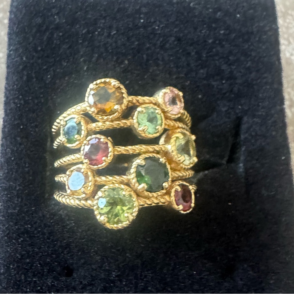 Elegant Multi-Color Gemstone Gold Ring